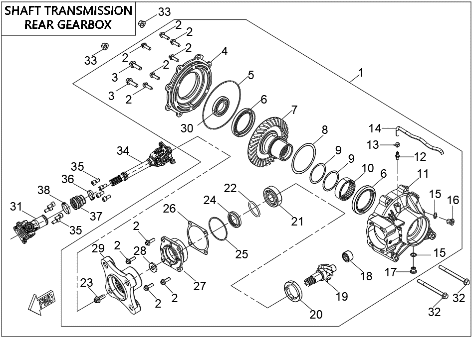 SHAFT TRANSMISSIONREAR GEARBOX