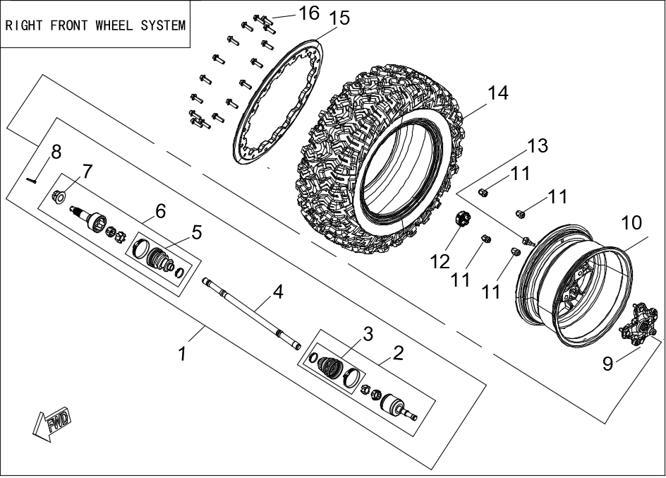 RIGHT FRONT WHEEL SYSTEM