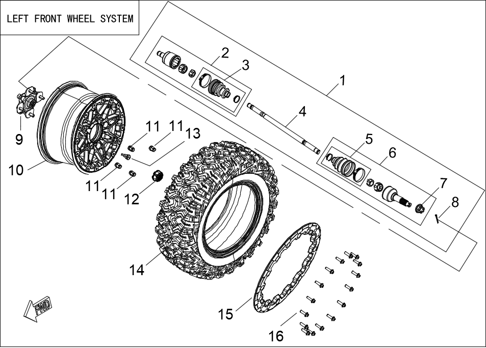 LEFT REAR WHEEL SYSTEM