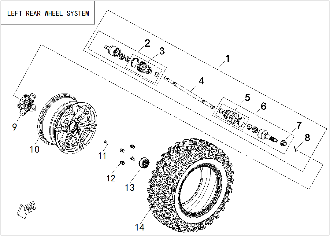 LEFT REAR WHEEL SYSTEM